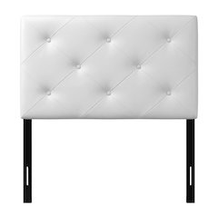 White Faux Leather Twin Headboard, Upholstered Padding, Contemporary Style