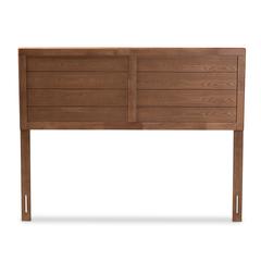 Seren Mid-Century Modern Walnut Brown Finished Wood Queen Size Headboard
