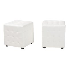 Baxton Studio Siskal White Modern Cube Ottoman (Set of 2)