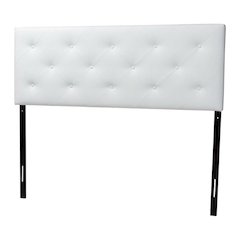 White Faux Leather Upholstered Headboard, Foam Padding, Contemporary Design