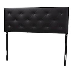 Queen Black Faux Leather Upholstered Headboard