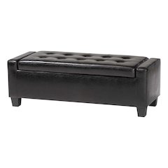 Baxton Studio Manchester Black Ottoman