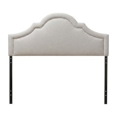 Grayish Beige Fabric Full Size Headboard with Foam Padding and MDF Frame