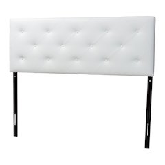 Baltimore Modern and Contemporary King White Faux Leather Upholstered Headboard