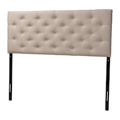 Light Beige Fabric Upholstered Button-tufted Queen Size Headboard