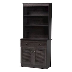 Agni Modern and Contemporary Dark Brown Buffet and Hutch Kitchen Cabinet