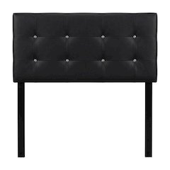 Queen Black Headboard with Faux Crystal Buttons and Contemporary Style