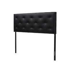Black Faux Leather Queen Upholstered Headboard with Foam Padding and Wood Frame
