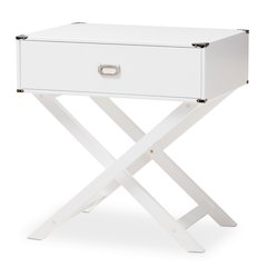 Curtice Modern And  White 1-Drawer Wooden End Table