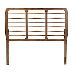 Walnut Finished Mid-Century Queen Headboard in Rubberwood Frame