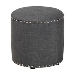 Rosine Modern and Contemporary Dark Grey Fabric Upholstered Nail Trim Ottoman