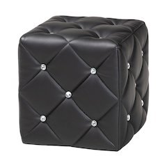 Stacey Modern and Contemporary Black Faux Leather Upholstered Ottoman