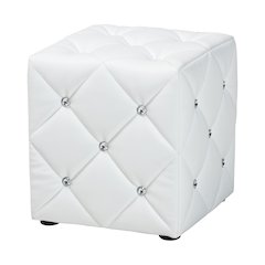 Stacey Modern and Contemporary White Faux Leather Upholstered Ottoman
