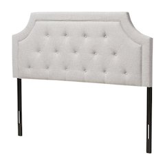 Greyish Beige Fabric Full Size Headboard, Foam Padding, LVL Frame for Bedrooms