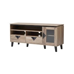 Light Brown Wood TV Stand with Contemporary Design and Storage Space