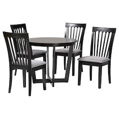 Nellie Modern Grey Fabric and Dark Brown Wood 5-Piece Dining Set