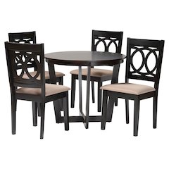 Kara Modern Sand Dark Brown Finished Wood 5-Piece Dining Set