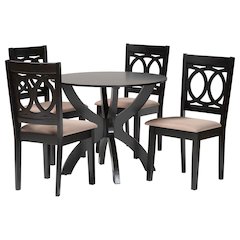 Rita Modern Sand Dark Brown Finished Wood 5-Piece Dining Set