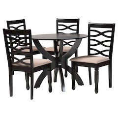 Aspen Modern Sand Fabric and Dark Brown Finished Wood 5-Piece Dining Set