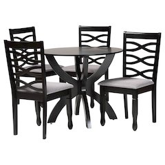 Aspen Modern Grey Fabric and Dark Brown Finished Wood 5-Piece Dining Set