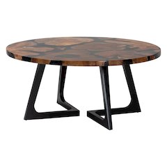 Agata Wood and Epoxy Resin Coffee Table - Handcrafted Live Edge Teak Accent