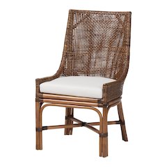 Bella Rattan Dining Chair w/ Cushion, Coffee Bean