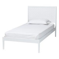 Lara Twin Platform Bed - Modern Wood Bed Frame with Laser-Cut Decorative, White