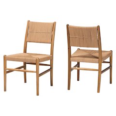 Alva Paper Loom Woven 2-Piece Dining Chair Set - Handwoven Side Chair with