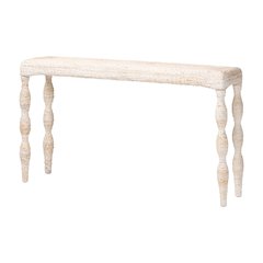 Lejane Woven Seagrass Console Table - Handwoven Wicker Waterfall Accent Table
