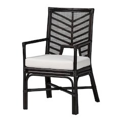 Oscar Natural Rattan Dining Chair - Handwoven Wicker Accent Chair with Chevron