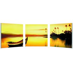 Golden Sunset Mounted Photography Print Triptych Multi