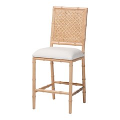 Sandy Wood & Rattan Counter Stool