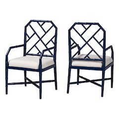 Sergio Wood 2-Piece Dining Chair Set, Navy Blue