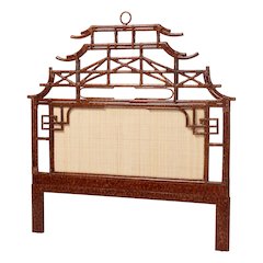 Tamiko Marbled Tortoise Rattan Freestanding Headboard, Queen