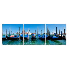 Gondola Fleet Mounted Photography Print Triptych Multi