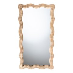 Hasana Natural Rattan Floor Mirror - Scalloped Frame Full Length Accent Mirror