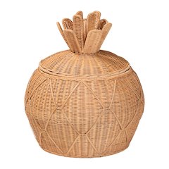 Pelham Natural Rattan Laundry Hamper - Handwoven Wicker Storage Basket, Small