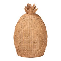 Pelham Natural Rattan Laundry Hamper - Handwoven Wicker Storage Basket, Large