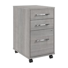 Hustle 3 Drawer Rolling File Cabinet with Lock in Platinum Gray