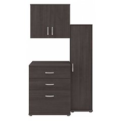 Universal 3 Piece Modular Closet Storage Set with Floor and Wall Cabinets