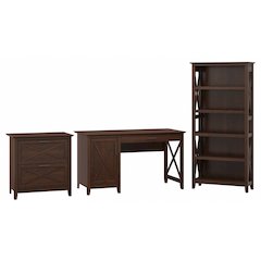 54W Computer Desk with 2 Drawer Lateral File Cabinet and 5 Shelf Bookcase