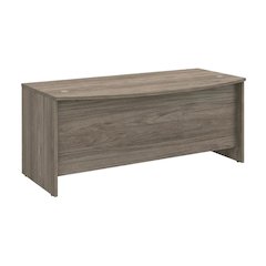 Wooden Office Desk With Bow Front Design In Brown Finish