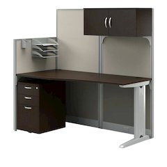 Silver computer desk with storage, 3 drawers, organizer, and wire management