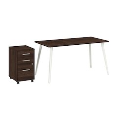 Vista 60W Desk with Splayed Metal Legs and 3 Drawer Mobile File Cabinet