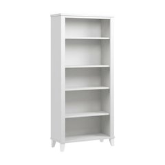 Tall 5 Shelf Bookcase with Adjustable and Fixed Shelves for Storage