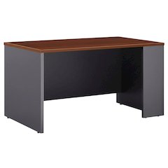 Wooden Office Desk, Hansen Cherry And Graphite Gray Finish, Spacious Surface