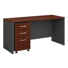 Office Desk With Mobile File Cabinet In Hansen Cherry Finish