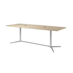 Natural Elm Office Conference Table With Metal Base, Commercial Quality