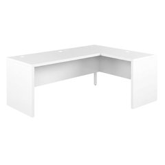 Modern White L-Shaped Desk With Wire Management And Backside Finish