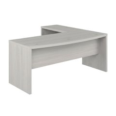 Modern Gray L Shaped Desk With Backside Finish And Wire Management